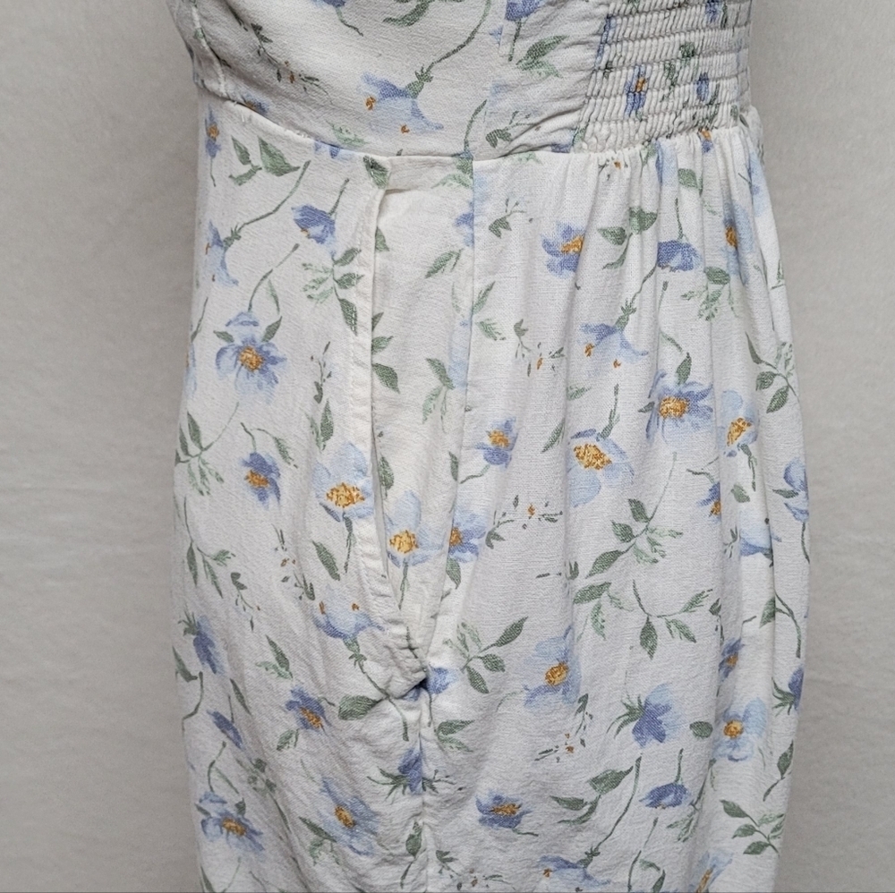 Lot Jumpsuits Derek Heart Blue Tropical Tie-Waist Old Navy Floral Linen S-M - Picture 13 of 16